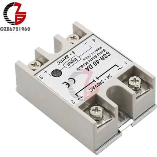 DC-AC Solid State Relay SSR-40DA 40A 3-32V DC to AC 24-380V SSR Relay Switch