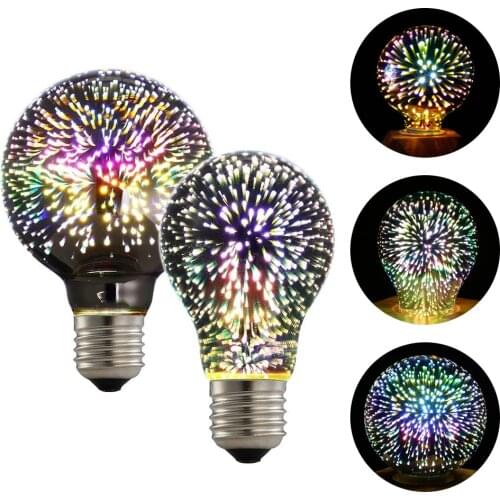DONWEI Holiday Night 3D Fireworks Effect Decorative Light Colourful A60 G80 5W E27 LED Bulb for Christmas New Years Wedding