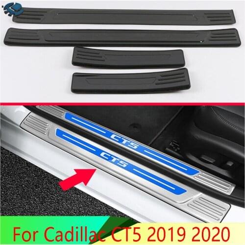 For Cadillac CT5 2019 2020 Car Accessories Stainless Steel Ouside Door Sill Panel Scuff Plate Kick Step Trim Cover Protector