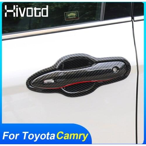 Hivotd ABS Chrome Door Handle Bowl Trim Cover Protection For Toyota Camry Accessories Car Exterior Modification Parts 2020-2018
