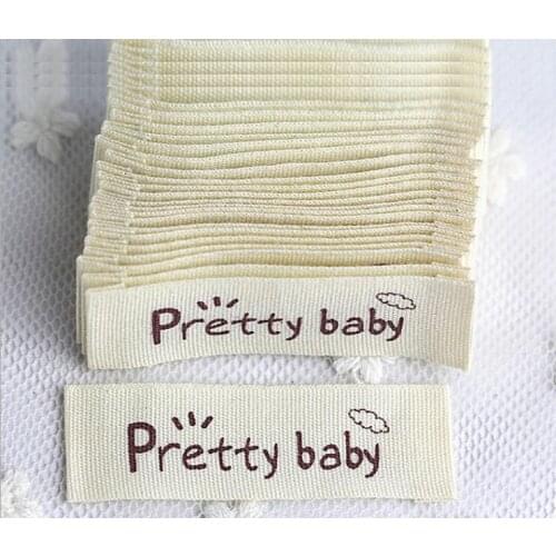 Customized design One color print natural offwhite cotton garment labels/clothing tags/silk screen printed cotton label tags