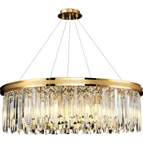 Ivanovwa Modern LED Chandeliers For Living Room Golden Luxury Round Rectangle Crystal Light Fixture Home Lighting Decoration