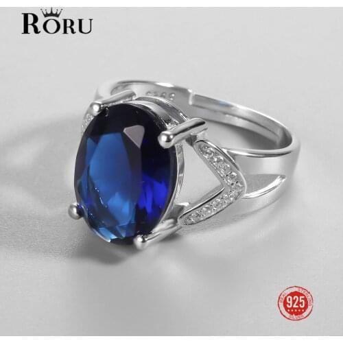 925 Sterling Silver Opening Rings for Women Royal Blue Zircon Ring Fine Jewelry Fashion Luxury Exquisite Rings Gift