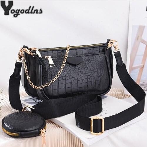 3pcs Sets Women Handbag PU Leather Shoulder Messenger Bags Mini Female Underarm Bag 2021 Ladies Chain Crossbody Bag Purse bolsa