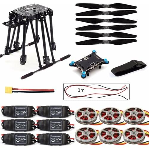 DIY ZD850 Frame Kit with Landing Gear +5 in 1 Shock Absorber Brushless Motor ESC Propeller RC FPV Drone Hexacopter F19833-F