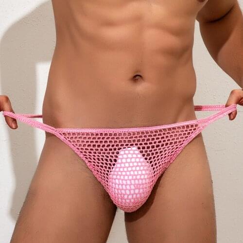 Swimwear Mens Handmade Crocheted G-String Hollow Out Bulge Pouch Briefs Elastic Waistband T-Back Thongs Sunbathing Swimsuit