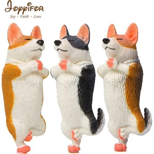 HOT Sale Cute Corgi Dog Shiba Inu Moon Walks Sleeping Puppy PVC Mini Action Figures Decoration Toys Pet Dog Model Dolls Kids Toy