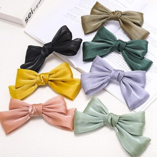 Fashion Bright Hairpins Silk Crystal Yarn Oversized Barrette Bow Korean College Style Hair Clip Hairgrip Woman Hair Accessories