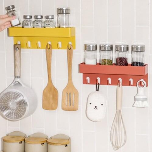 Traceless Wall Hook Shelf Punch-free Removable Plastic Key Space Saving Hanging Rack Bathroom Basket Kitchen Organizer