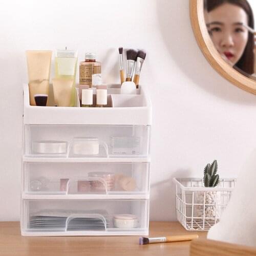 2021 New Makeup Organizer Box Cosmetic Drawer Transparent Table Drawer Dresser Cosmetic Box Skincare Shelf Jewelry Organizer
