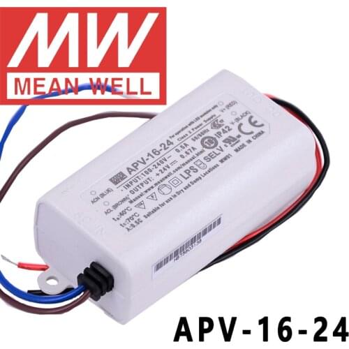 Original Mean Well APV-16-24 meanwell 24V/0.67A Constant Voltage design 16W Single Output LED Switching Power Supply