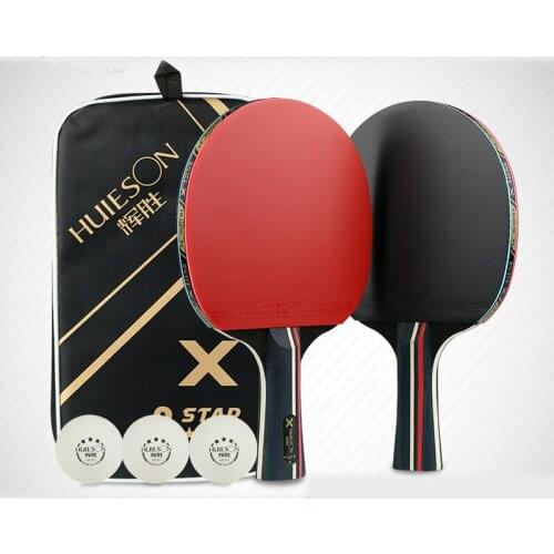 1 Set Professional 3-star Pure Wood Table Tennis Bat Racket Long Short Handle Ping Pong Blade Racket Pimples For Beginner