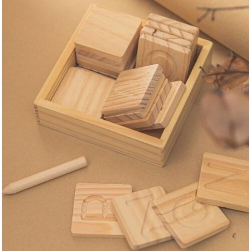 Alphabet Groove Board Baby Educational Wooden Toys Board Montessori Board Kids Writing Practice Early Learning Letters Toys