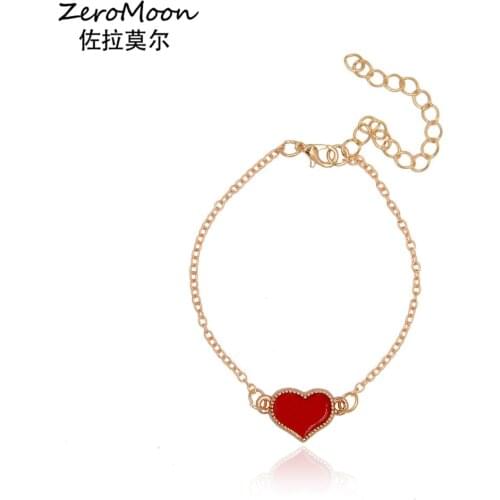 Romantic Enamel Love Heart Bracelet Girls Friendship Fashion Jewelry Hand Accessory Gift