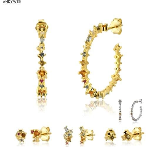 ANDYWEN 100% 925 Sterling Silver 26mm Hoops Circle CZ Zircon Round Earring Piercing Pendiente Ohrringe New 2020 Fine Jewelry