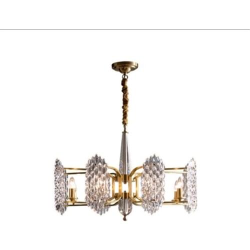 LED post-modern light luxury full copper American simple living room crystal lamp restaurant Nordic creative chandelier