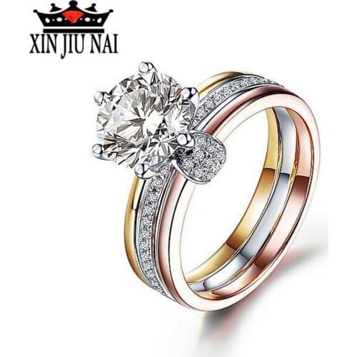 Unique design 3 ring 3 color Charm Ring fashion model wearing top jewelry anniversary gift With rose gold Women/Girls/lady Ring