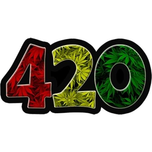 SZWL Creative Car Sticker 420 Rasta Weed Leaf Leaves Dank Bud Waterproof Vinyl Stickers for Bumper Auto Truck,13cm*7cm