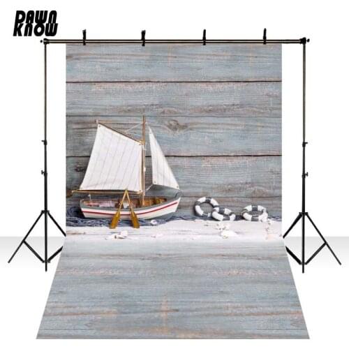 DAWNKNOW Seashell Boat Vinyl Photography Background For Children Floor New Fabric Flannel backdrop For Photo studio F2656
