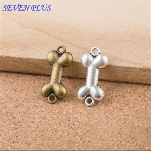 High Quality 20 Pieces/Lot 11mm*23mm Antique Silver plated Antique Bronze Dog Bone Charms For Jewelry Making