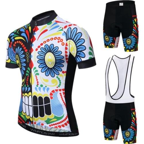 Weimostar Skull Cycling Clothing 2021 Pro Team Short Sleeve Cycling Jersey Set Breathable Bicycle Wear Anti-UV MTB Bike Clothing