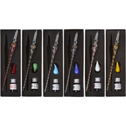 1 Pc Vintage Handmade Art Elegant Crystal Glass Dip Pen Sign Ink Pens Gift New Pen