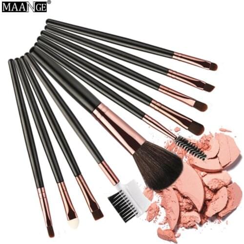 10PCS Professional Foundation Eyelash Eyeshadow Brow Makeup Brushes Set Concealer Powder Brush Kit Cosmetic Tool
