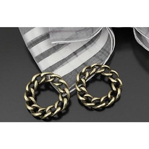 23555)30PCS 20MM Antique Bronze Zinc Alloy Chain Circle Connect Rings Jewelry Making Supplies Diy Findings Accessories