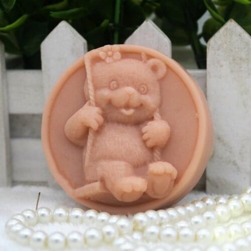 3D Bear DIY Silicone Soap Mold Round Silicone Molds for Handmade Soap Making