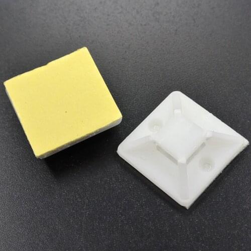 50 PCs 3/4" 20x20mm Self Adhesive Cable Wire Zip Tie Mounts Mounting Base Clamps Clip