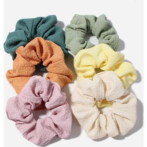 6 Colors Cute Scrunchie Orange Hair Ring Ropes Bands Cotton Scrunchy Elastics Ponytail Holders for Women Girls Hair Accessories