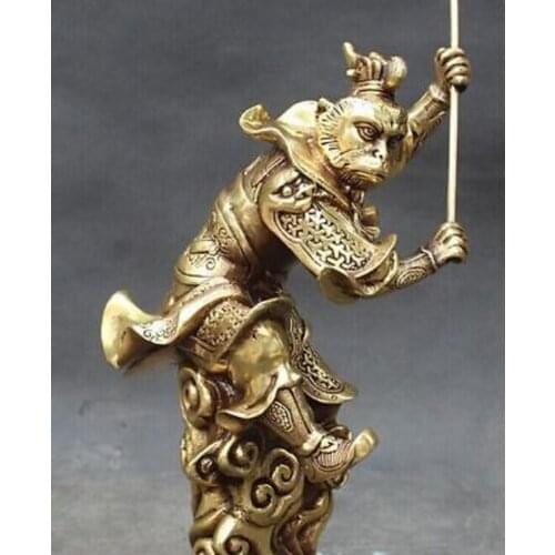 803++++++Chinese Folk Bronze Stand Xiyouji Monkey King Sun Wu kong Sun Wukong Statue decoration bronze factory outlets