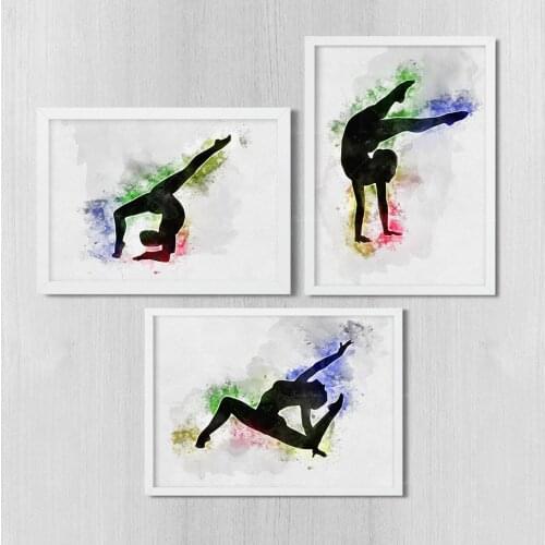 Acrobatic dance Girl Woman Valentines gift Teen girl room decor Set of three prints Collection art posters Watercolor wall art d