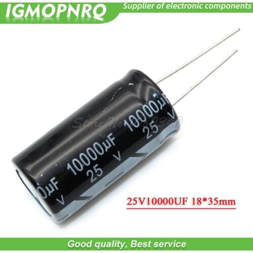 5PCS 25V10000UF 18*35mm 10000UF 25V 18*35 Aluminum electrolytic capacitor