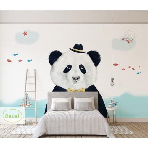 Bacal Large Cute Panda 3D Cartoon Murals Wallpaper for Baby Child Room 5d Wall Photo Mural 3D Wall paper 3D Wall Stickers