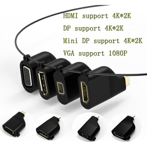 CableDeconn type c to HDMI Mini DisplayPort DP 4K*2K VGA 1080P Portable usb c Converter Adapter for Macbook Pro huawei p20