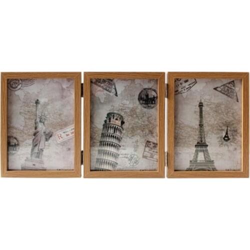 Retro double-sided triple-fold composite photo frame Hinged Picture Frame with G 40JA