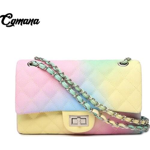Gradient Rainbow Color Chain Bags Women 2021 Womens Bags Shoulder Bags Ice Cream-Color Messenger Bag Spring/Summer sac a main