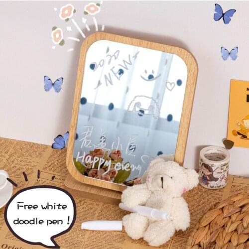 Ins Wooden Mirror Simple Desktop Vanity Makeup Mirror Bedroom Mirrors Home Decor Espejo Para Maquillarse with Free Doodle Pen