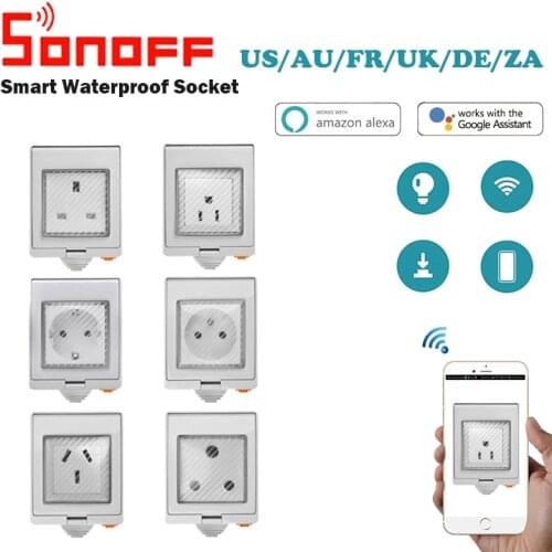 SONOFF S55 WIFI Smart Waterproof Socket Wireless APP Control Home Socket US/UK/DE/FR/AU/ZA Standard AC100-240V APP Control Work