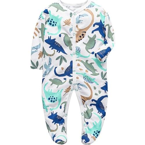 Newborn Rompers Autumn Winter Boys Long Sleeve Cotton Dinosaur Pajama Infant Jumpsuit New Born Outfit Costume Baby Clothes