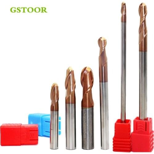 1PC 2 Flute Ball Nose End Mill Overall Length 100mm 150mm HRC60 Coated CNC Milling Cutting R8 R9 mm For Power Tools