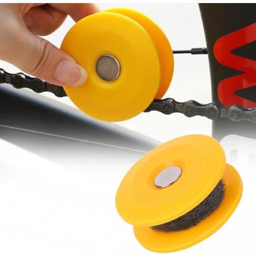 Round Bicycle Chain Washer Oiler Roller PVC Lubricating Smooth Strong Compact Practical Small Easy Use Yellow Accessories Gears