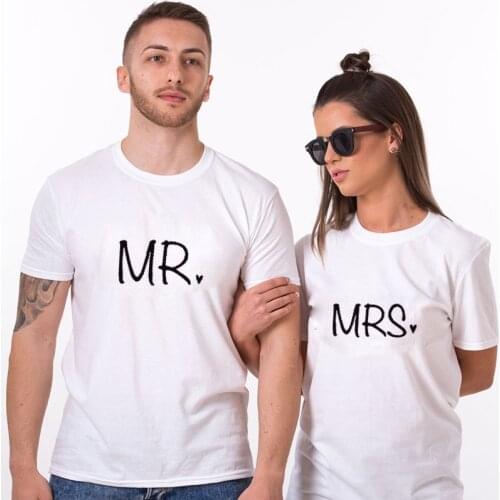 Summer Short Sleeve Tshirt Good Quality T-shirts for Couple MR & MRS Funny Matching Top Tee
