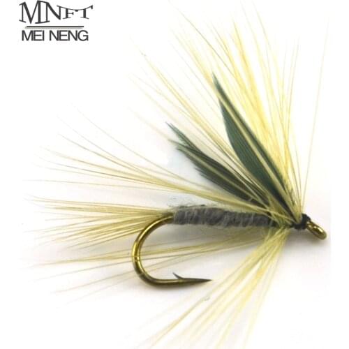 MNFT 10PCS Grey Color Winged Dry Mayfly Trout Fly Fishing Lures Baits BLUE UPRIGHT Artificial Bait Lure Hooks 10