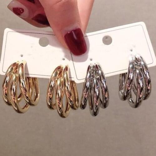 Fashion Irregular Semicircular Metal Earrings for Women Trendy Versatile Ladiess Earrings Simple Statement Jewelry for Girls