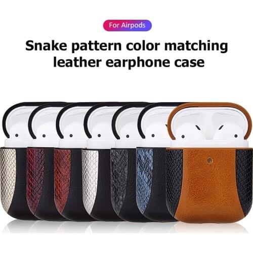 Fashion Wireless Bluetooth Earphone Case For Airpods 2 1 Protective Earphones Changing Case For Apple Air Pods Snake Leather Bag