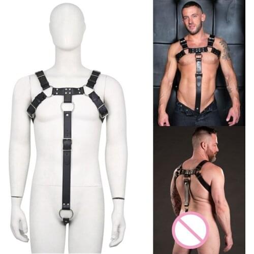 Men Harness Leather Fetish Gay Adjustable BDSM Bondage Gay Body Harness Belts Strap Sexy Tops Rave Costumes for Adults Sex Wear