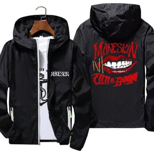 Måneskin Men Women Windbreaker Zipper Thin Reflective Sunscreen Skin Pilot Hooded Maneskin Coat Jacket Sports Pilot Oversized