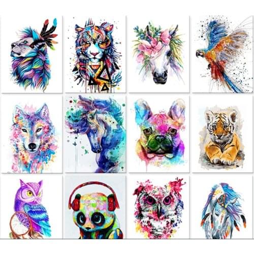 5D DIY Poured Glue Diamond Painting Kits Frameless Animals Full Round With AB Drill Home Decoration DIY Minimalism Style Gift
